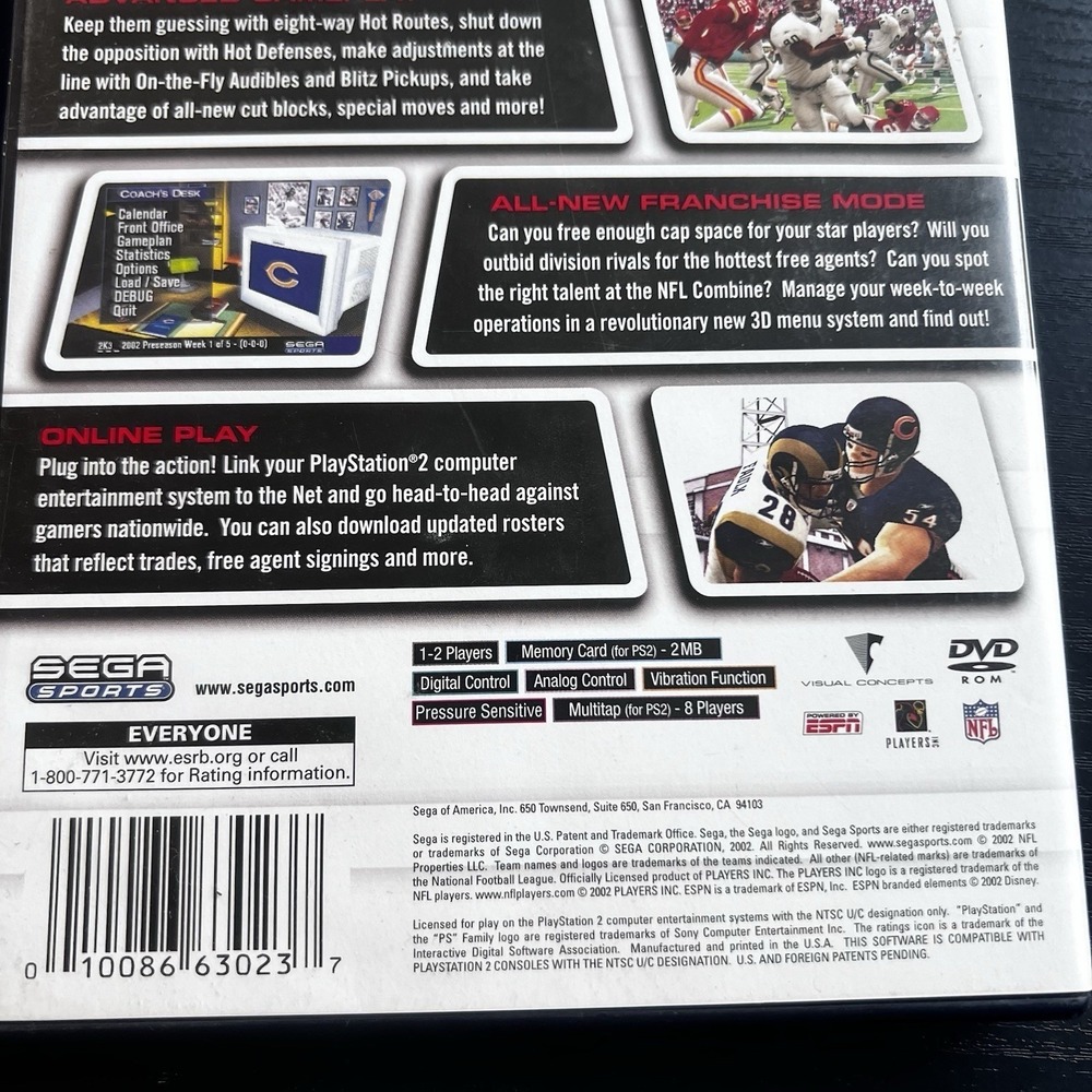 Sony Play Station 2 PS2 NFL 2K3 Untested - Picture 6 of 9